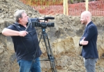16 maja 2017. Uroczystość wmurowania kamienia węgielnego pod budowę laboratorium. Udzielający wywiadu: Piotr Napierała - Prezes Regionalnego Centrum Zdrowia Sp. z o.o.